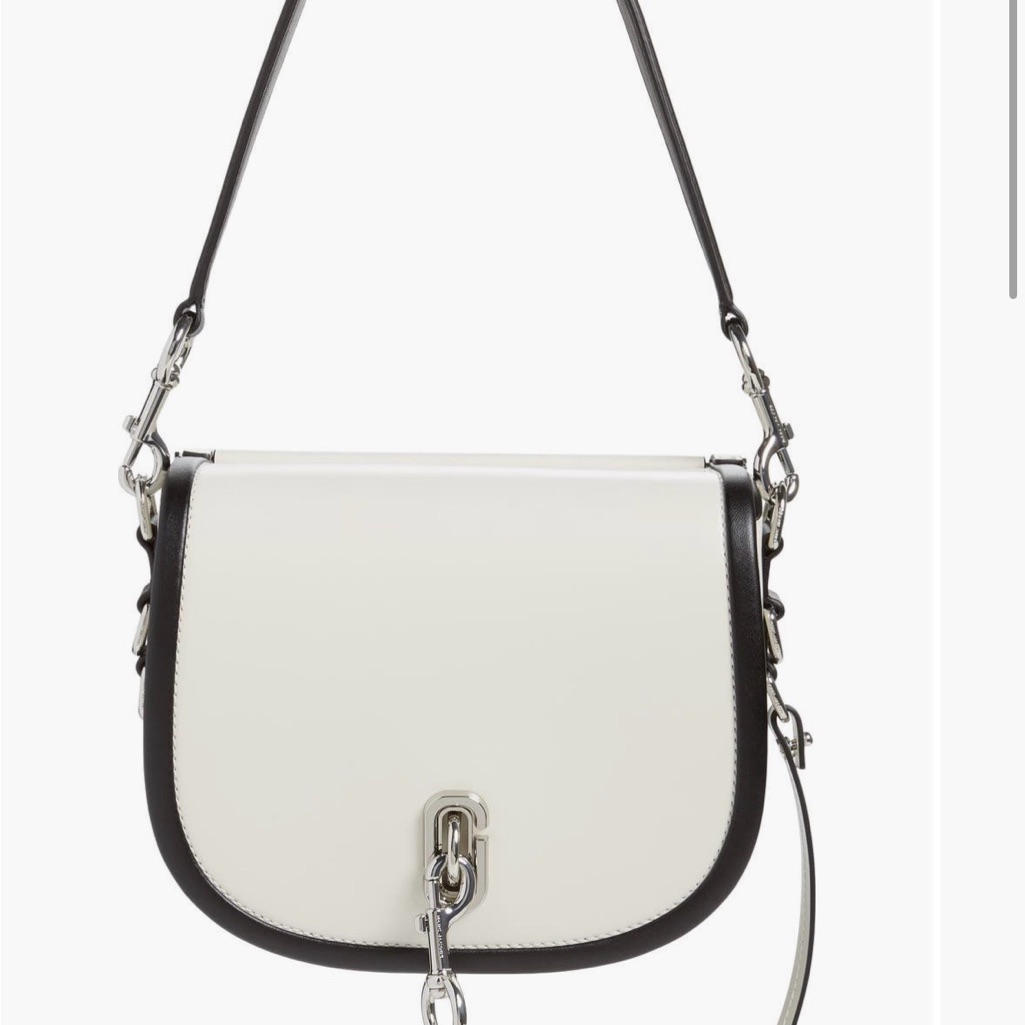 Marc Jacobs White And Black Leather Crossbody Saddle Bag